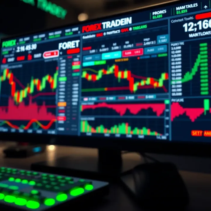 Forex Trading Software Interface with Key Features Dashboard displaying forex trading software with charts, indicators, and automation tools