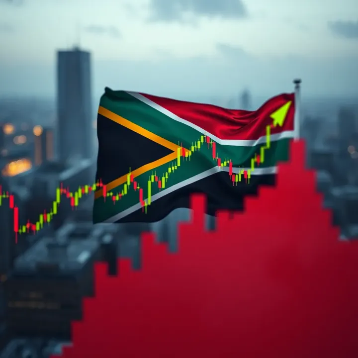 Forex Market Trends in South Africa Financial graph showing forex market trends with South African flag
