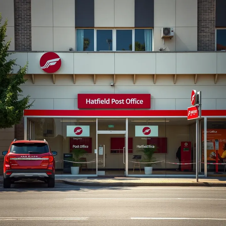 Hatfield Post Office Exterior and Main Entrance Exterior view of Hatfield Post Office building with clear signage and entrance