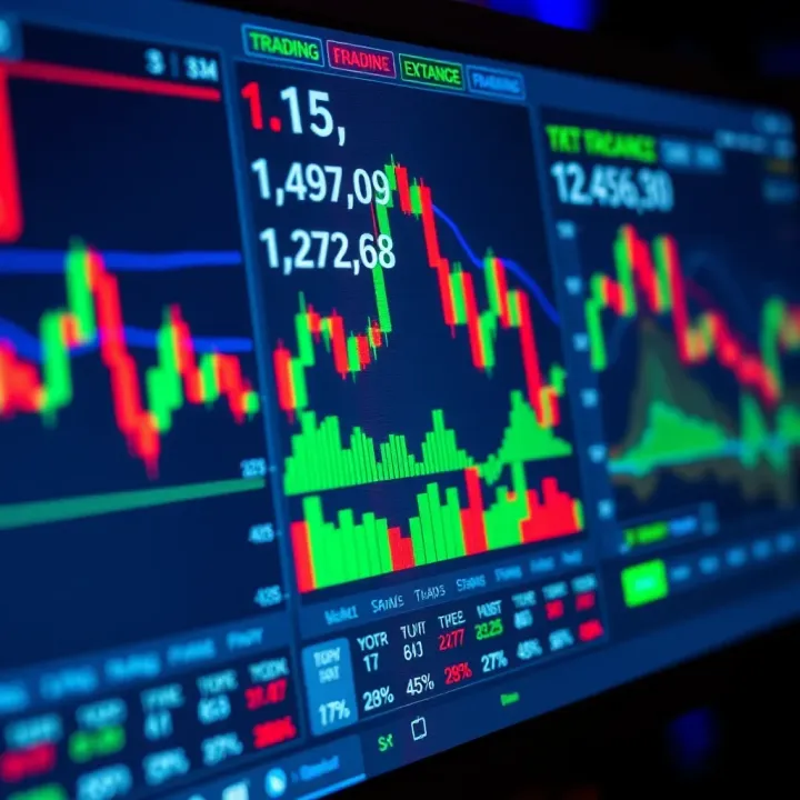 Analyzing Forex Market Trends for Trading Education Close-up of financial charts and currency exchange data on a computer screen reflecting local market trends