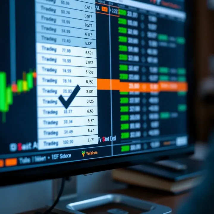 Illustration of a checkmark next to a verified broker list on a digital screen