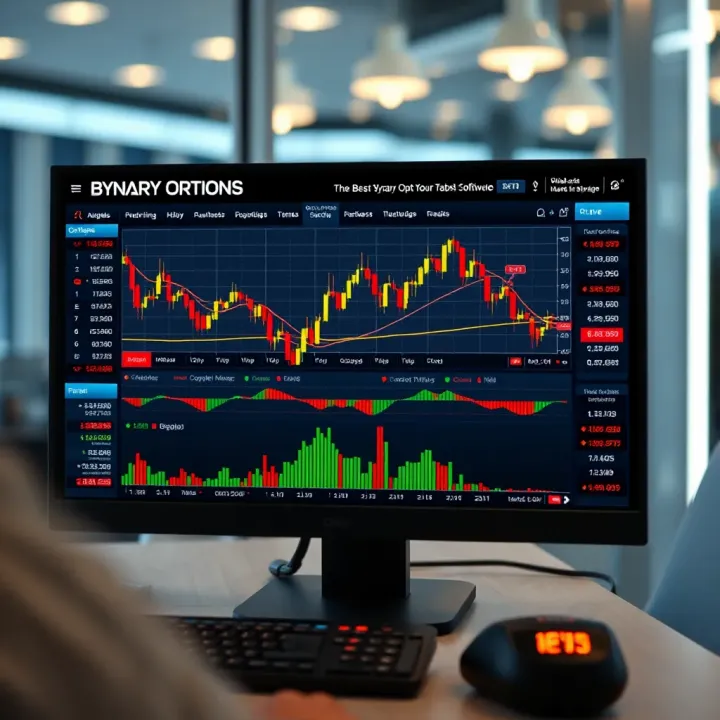 Illustration of automated trading software interface showing binary options analysis and trading signals