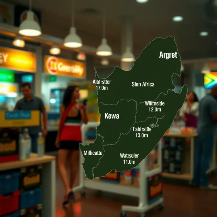 Map of South Africa highlighting different regions with varying store operation hours