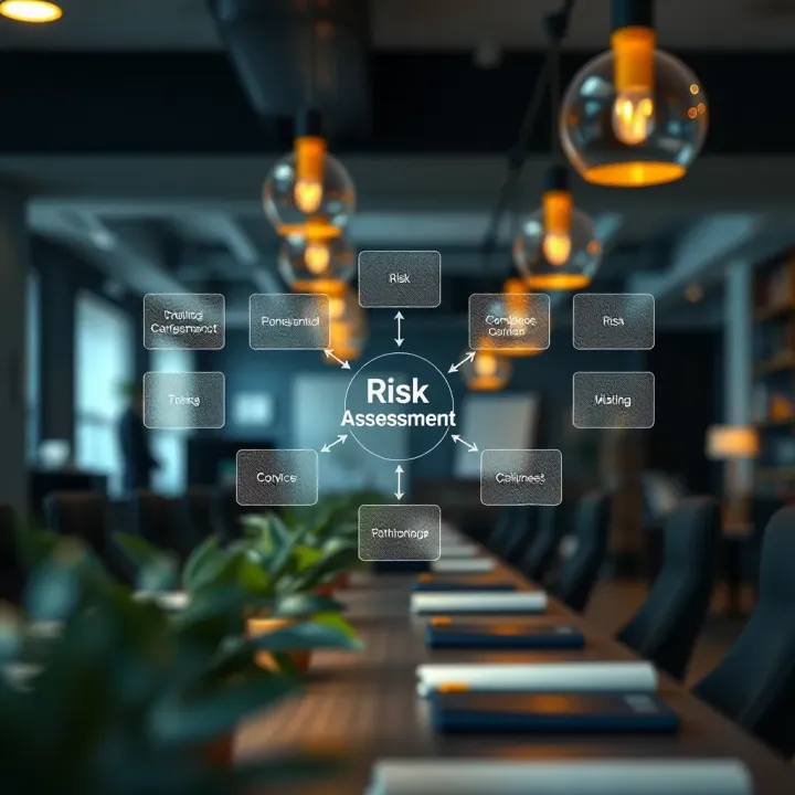 Integrated Risk Assessment and Compliance Framework Diagram showing interconnected risk assessment methods and compliance strategies in a business environment