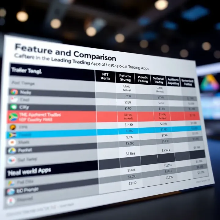 Comparison chart showing features and costs of popular trading apps