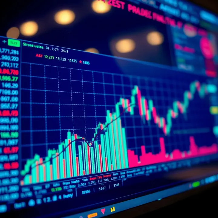 Diagram illustrating AI algorithm analyzing stock market data on digital interface