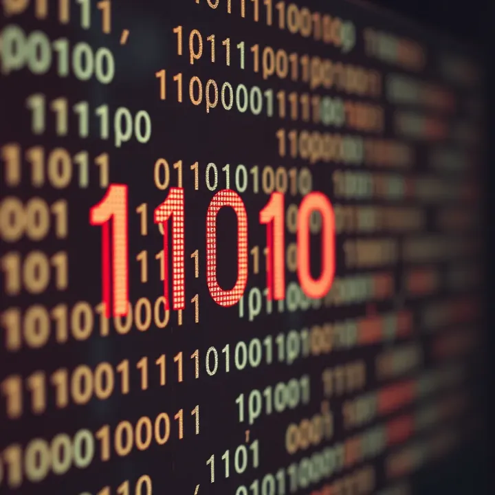 Binary Number System and Character Encoding in Digital Communication Visual representation of binary number system with bits and how characters are encoded in digital communication