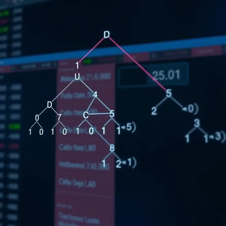 Diagram showing a binary search tree with nodes linked to left and right children indicating ordered data structure