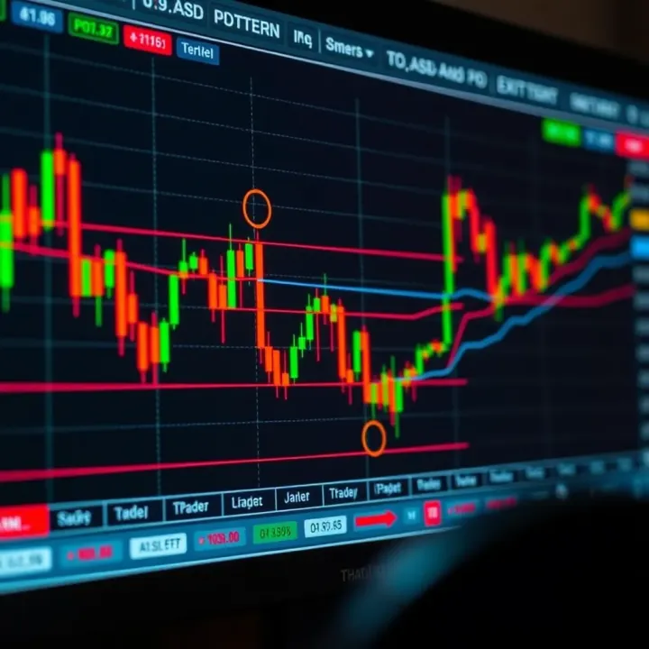 Annotated Trading Chart Highlighting Key Pattern Zones Screenshot of a detailed trading chart with marked pattern zones and annotations for entry and exit points