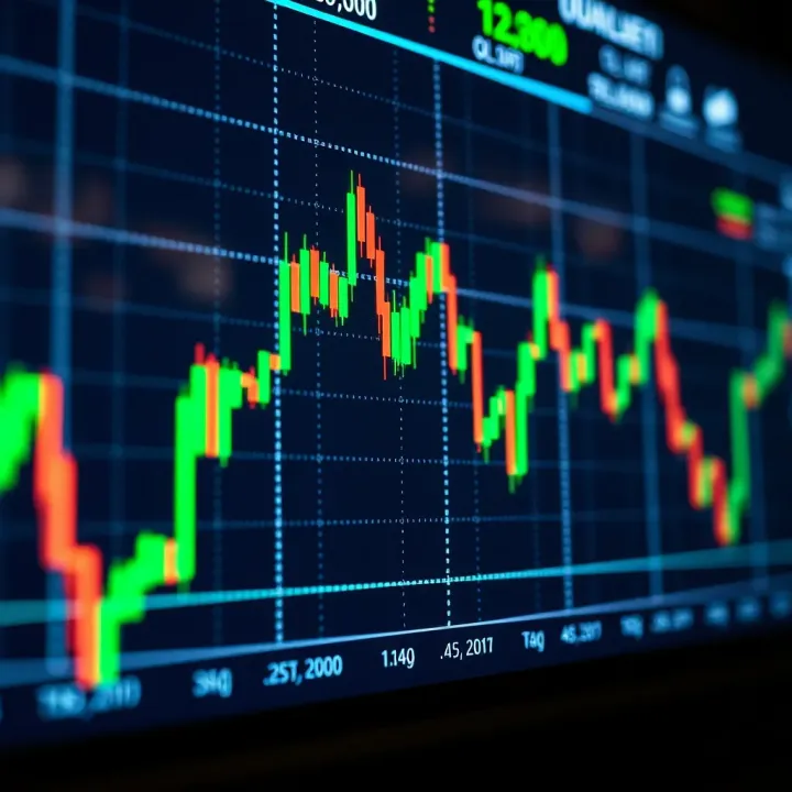 Graph showing currency exchange rates fluctuating over time