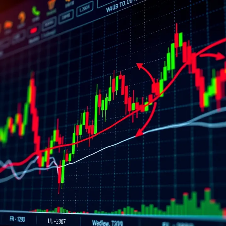 Forex Chart Demonstrating Trend Lines and Breakout Strategies Forex chart illustrating key trend lines and breakout points used for market entry and exit decisions