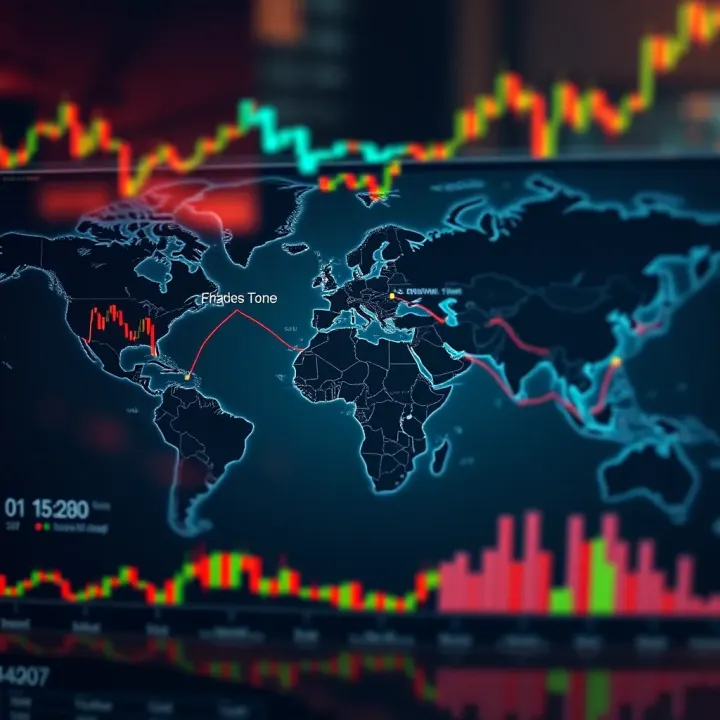 World map highlighting major forex trading sessions with corresponding time zones