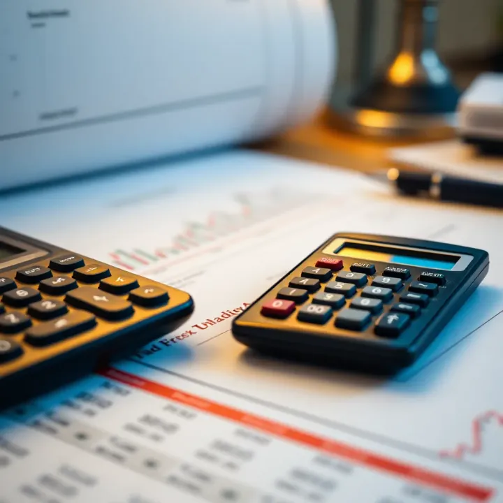 Tax Documentation and Reporting for Forex Traders in South Africa Close-up of South African tax documents and a calculator on a desk