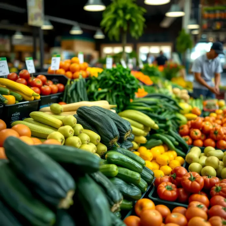 Seasonal Produce Display at Somerset West Supplier Colorful array of seasonal produce neatly arranged at Somerset West supplier’s trading venue with natural lighting