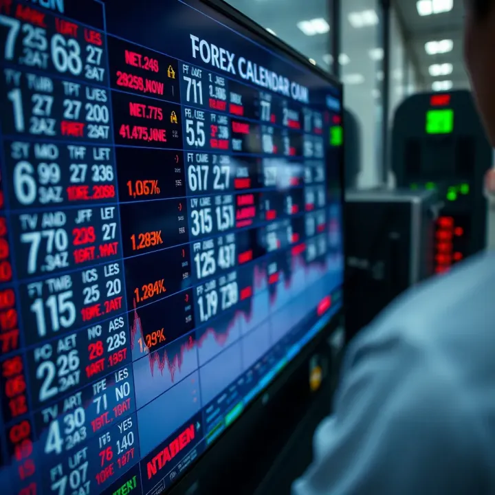 Calendar displaying key economic events affecting forex markets