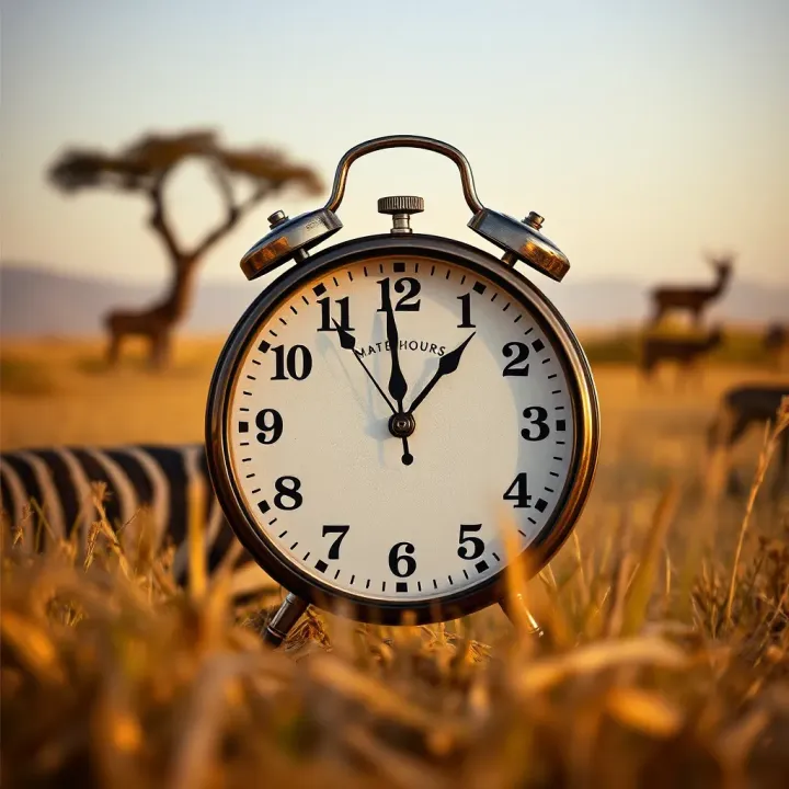 Game Trading Hours in Bloemfontein Explained Clock showing specific trading hours with wildlife silhouettes in the background