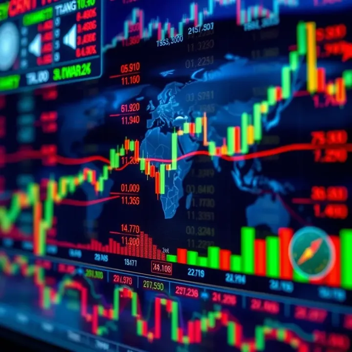 Visual representation of major currency pairs and their exchange rates in forex market