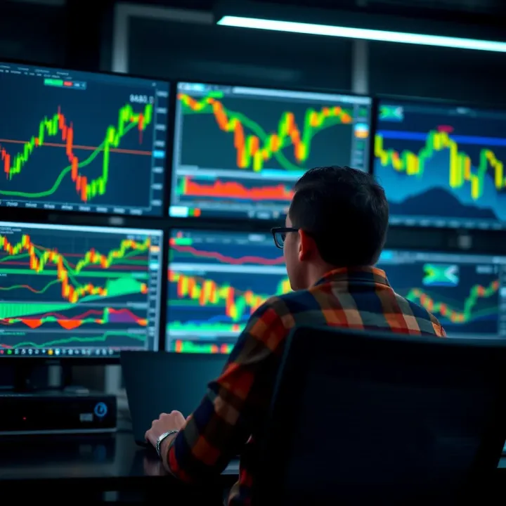 Forex Trading Analysis with Focus on South African Market South African trader analyzing forex charts on multiple screens