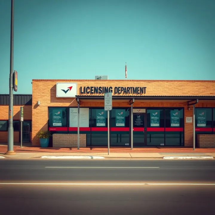 Exterior view of Winkelspruit Licensing Department showing operational signage