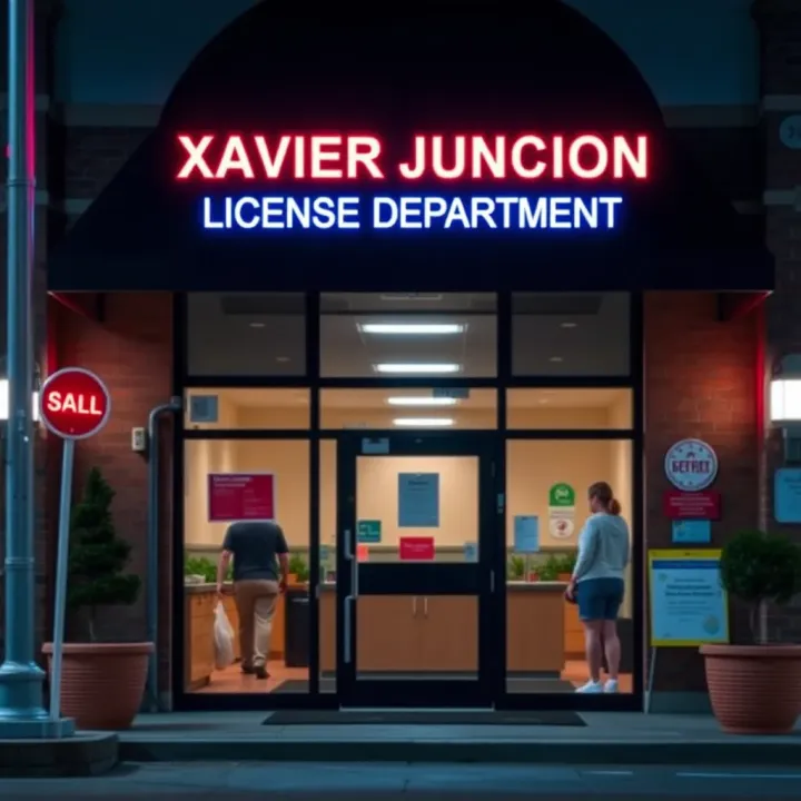 Exterior view of Xavier Junction License Department with clear signage and welcoming entrance